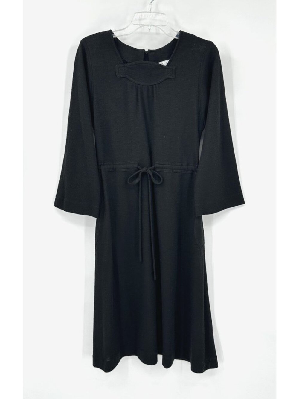 vintage 70s BLACK DRESS MEDIUM minimalist art teacher gallery owner modernist - Picture 2 of 12
